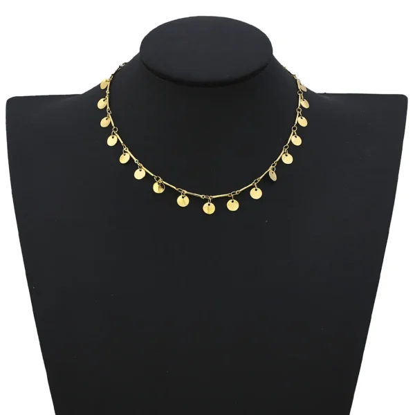 Colar Choker Pendentes Círculos Folheado Ouro - Image 2