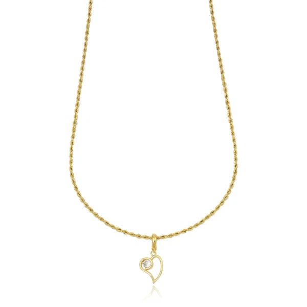 Colar Cordão Baiano com Pingente Coração Folheado a Ouro 18k