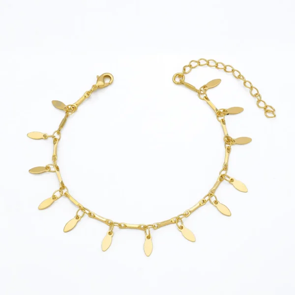 Pulseira de Folhas Lisas Folheado a Ouro 18K - Image 3