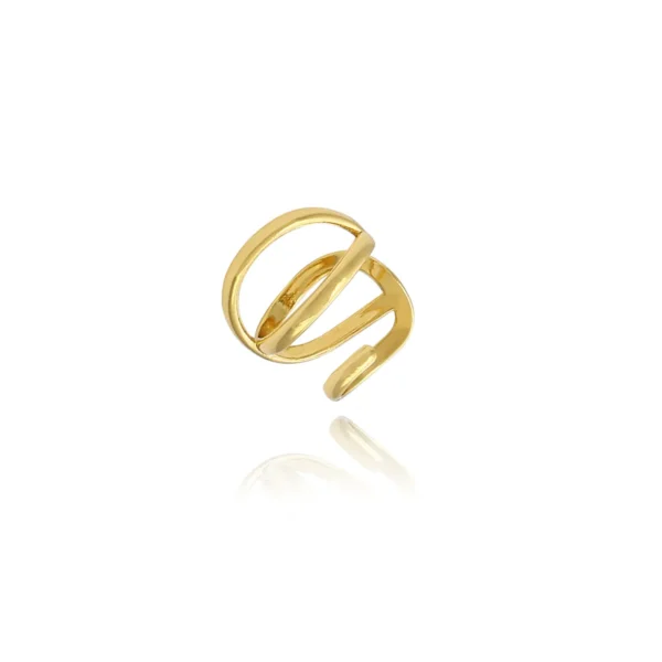 Brinco Piercing Fake Formato de X Liso Folheado Ouro - Image 2